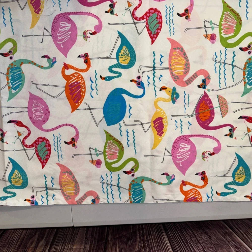 Vintage Flamingo Curtain Panels 2pc 43x60 Multicolor Tropical Retro Decor